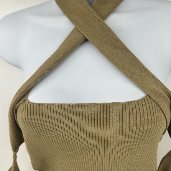 Revolve NBD Eva Off Shoulder Ribbed Top Taupe Size Large New with Tag - Picture 9 of 13